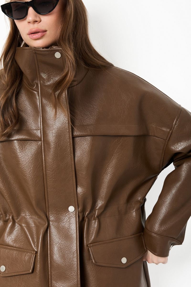 Парка из зернистой экокожи утепленная Ricoco, цвет: светло-коричневый, 6075/3 купить онлайн