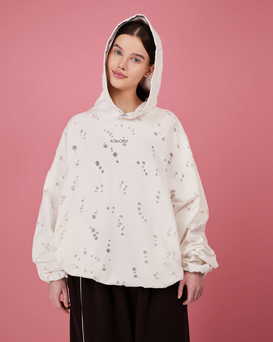 Табуха с затяжками рванка TABOO, цвет: молочный, TsZ01 купить онлайн