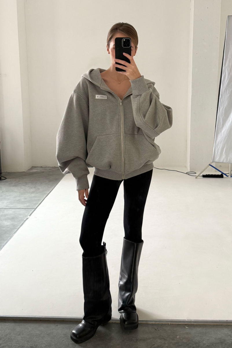 Худи на молнии GRAY MELANGE