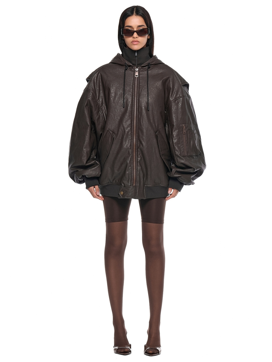 Бомбер с капюшоном OUT OF REACH, цвет: коричневый, BMBROOROHBRN купить онлайн