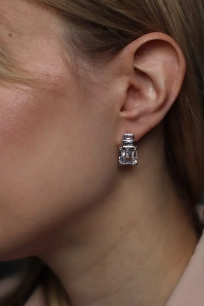 Серьги «TOSYA PREMIUM» с фианитом diamond Tosya Store, цвет: серебро, 20-72-00333-311 купить онлайн