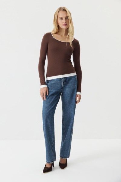 Лонгслив с элементом многослойности Charmstore, цвет: шоколадный, 205-45765-551 купить онлайн