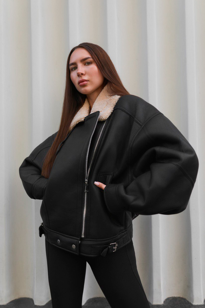 Куртка - косуха с мехом SODAMODA, цвет: Черный, 15717 купить онлайн