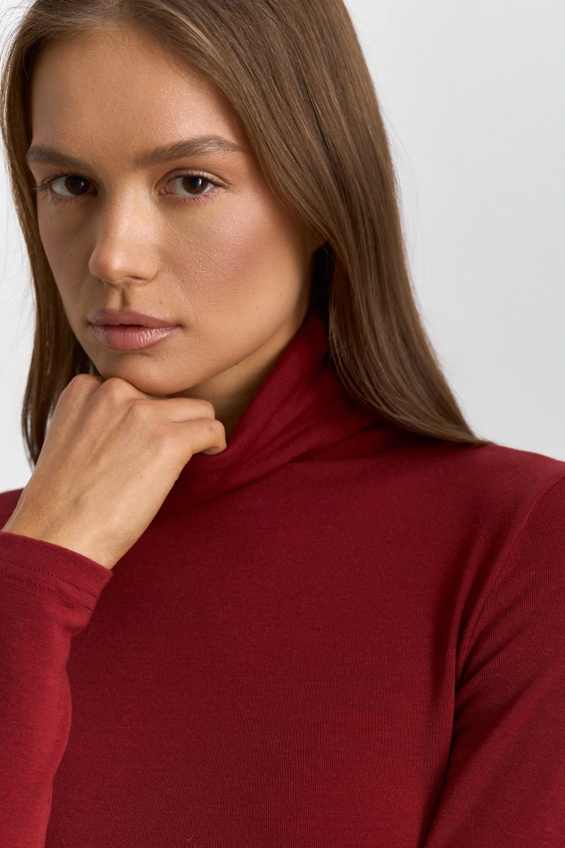 Водолазка из тенсела и шерсти Ricoco, цвет: зимний ягодный, 6090/4 купить онлайн