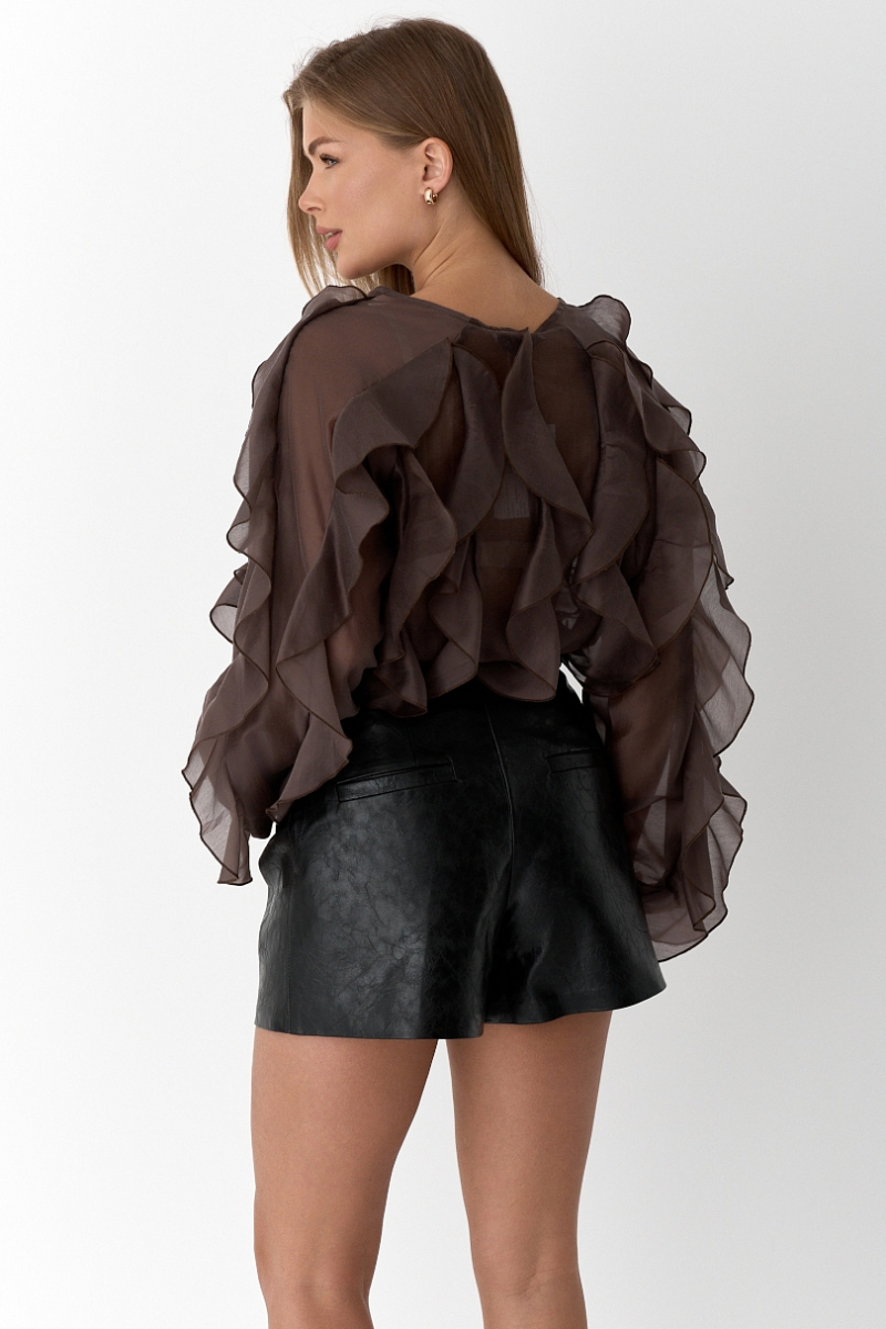 Шорты из состаренной экокожи Ricoco, цвет: Черный, 7015/2 купить онлайн