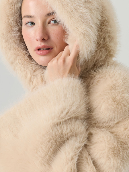 Экошуба оверсайз с капюшоном Only me, цвет: Светло-бежевый, ЭШ5533 купить онлайн