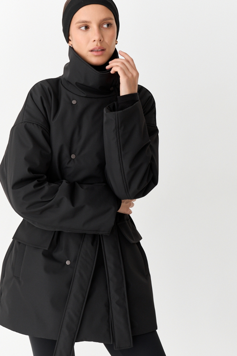 Парка на кнопках двубортная Ricoco, цвет: Черный, 6096/1 купить онлайн