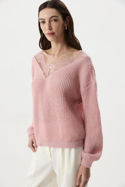 Джемпер с кружевом Charmstore, цвет: розовый, 303-49281-221 купить онлайн