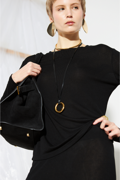 Костюм из вискозы (лонгслив + юбка) MIA AIM, цвет: Черный, MIA580 купить онлайн