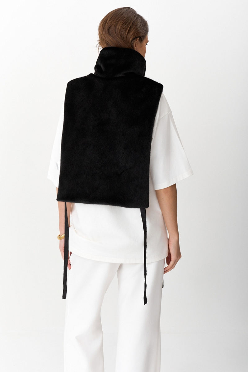 Манишка из искусcтвенного меха Ricoco, цвет: Черный 4097/1 купить онлайн