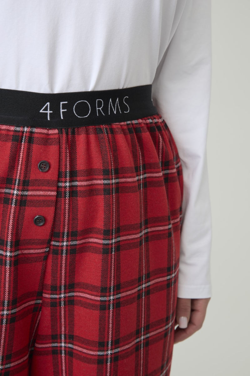Брюки в клетку удлиненные 4forms, цвет: красный, 00020029 купить онлайн