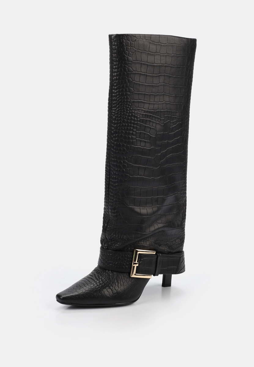 Сапоги рептилия с манжетами SBALO, цвет: Черный SHT83 купить онлайн