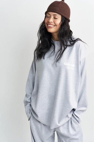 Лонгслив хлопковый с необработанным краем Erist store, цвет: серый меланж, НФ-00003382 купить онлайн