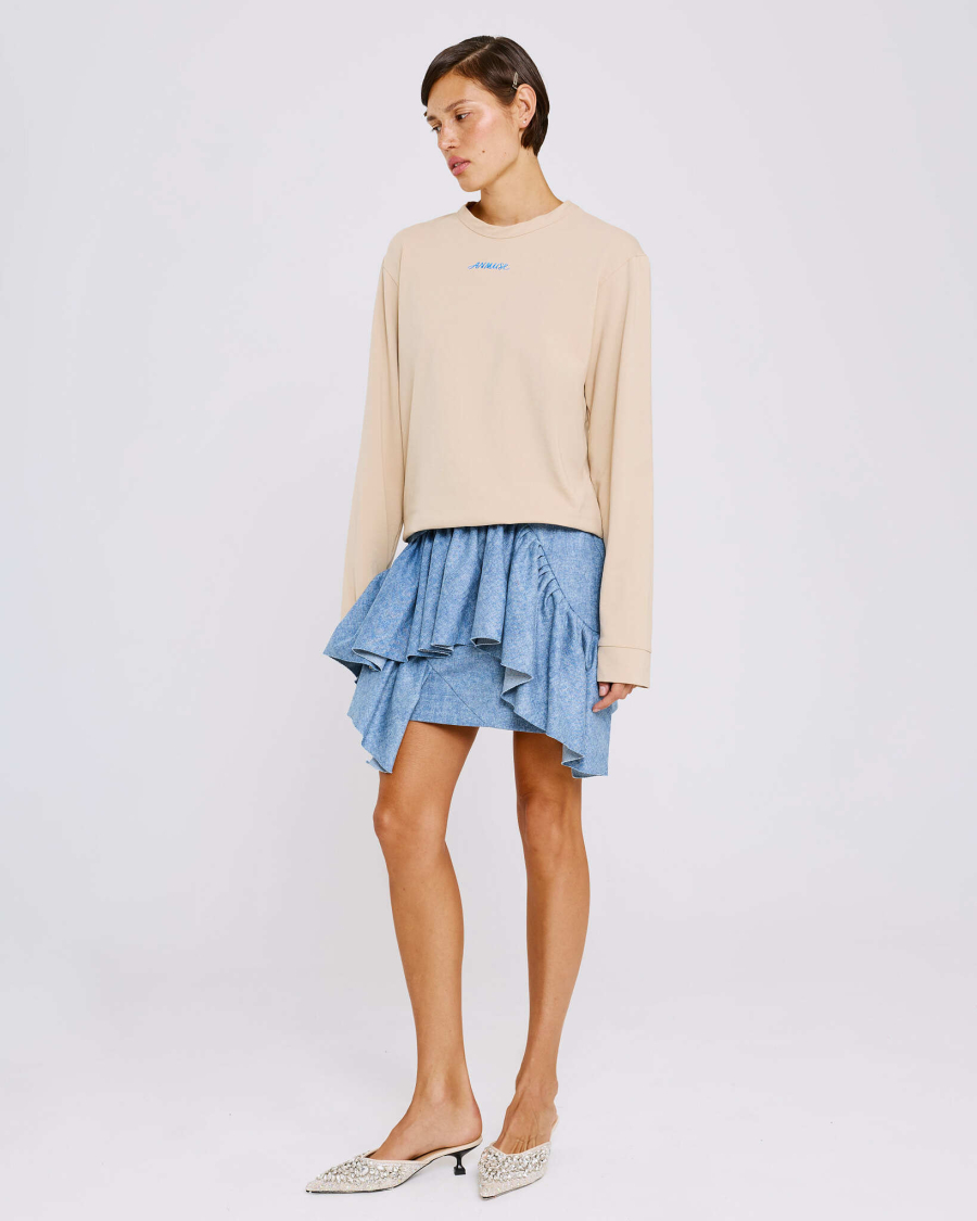 Юбка мини из денима с воланами Anmuse, цвет: синий, SKT26SP305-DNM купить онлайн