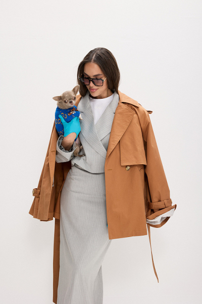 Тренч укороченный ABDA, цвет: карамель, 812613403640 купить онлайн