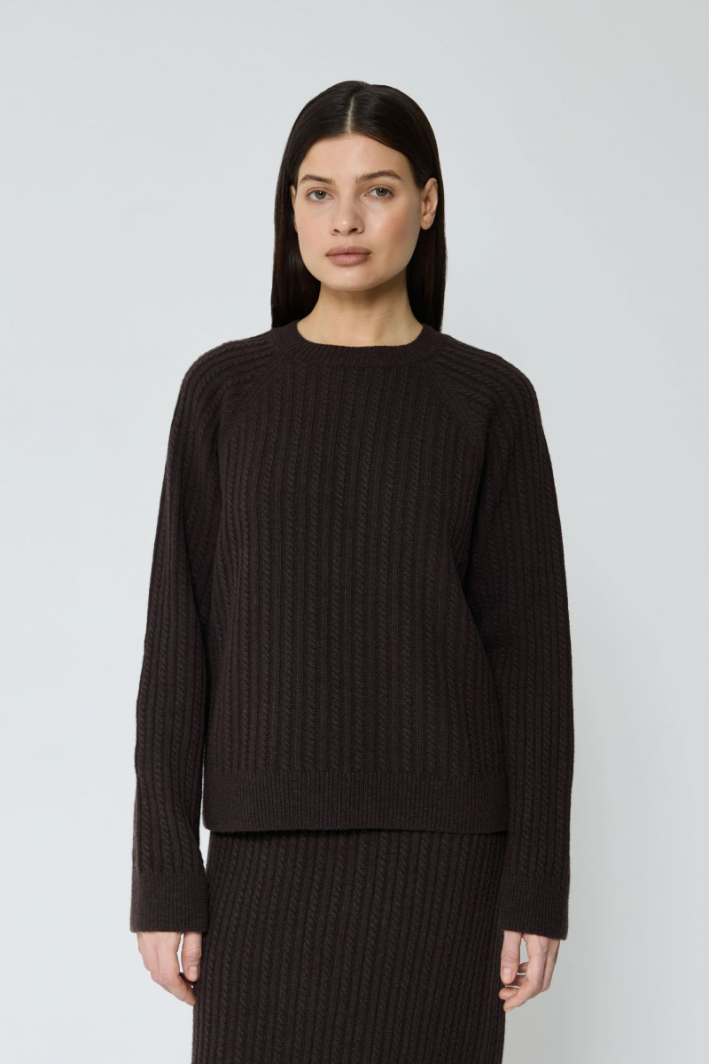 Костюм в косы из смесового кашемира AROUND, цвет: темно-коричневый, 2911_14C23 купить онлайн