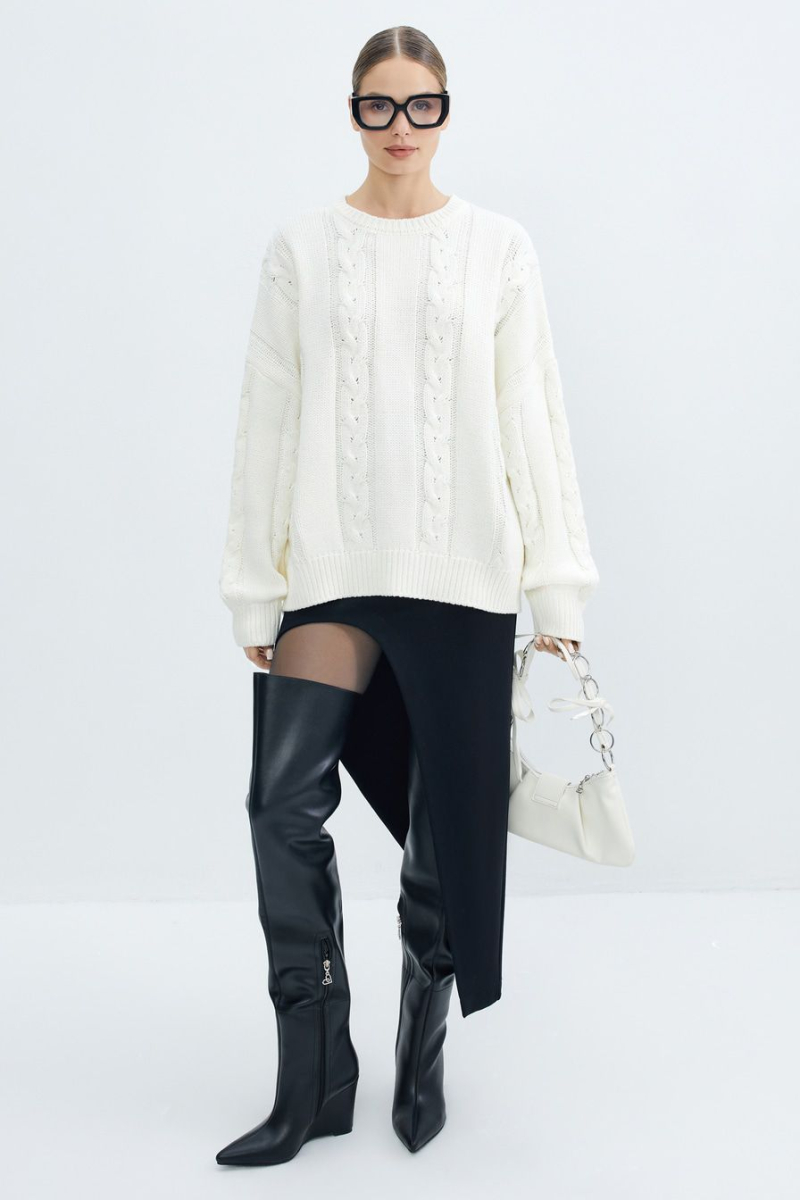 Джемпер из смесового хлопка TOPTOP, цвет: молочный, TT.050.15659.120 купить онлайн