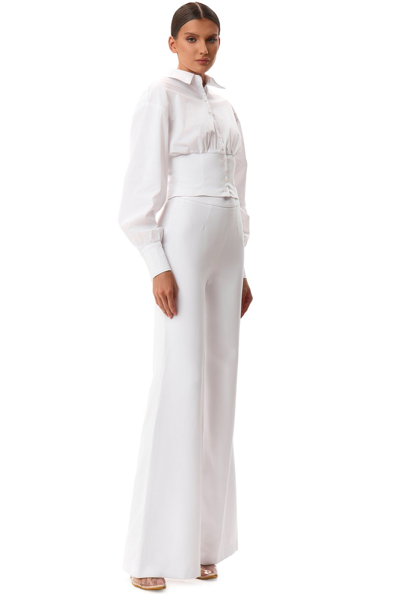 Брюки расклешённые SODAMODA, цвет: белый, 11250 купить онлайн