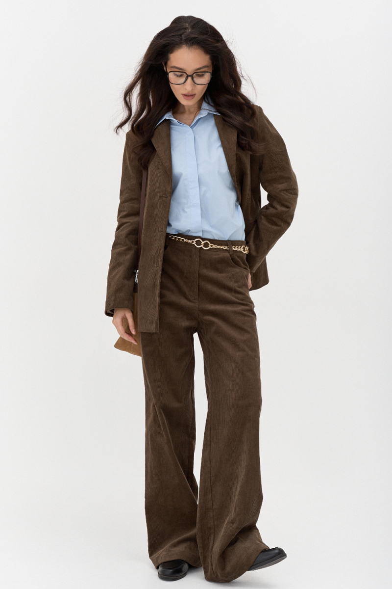 Жакет из вельвета однобортный Ricoco, цвет: оливковый, 4069/4 купить онлайн