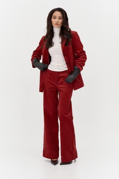 Жакет из вельвета однобортный Ricoco, цвет: зимний ягодный, 4069/3 купить онлайн