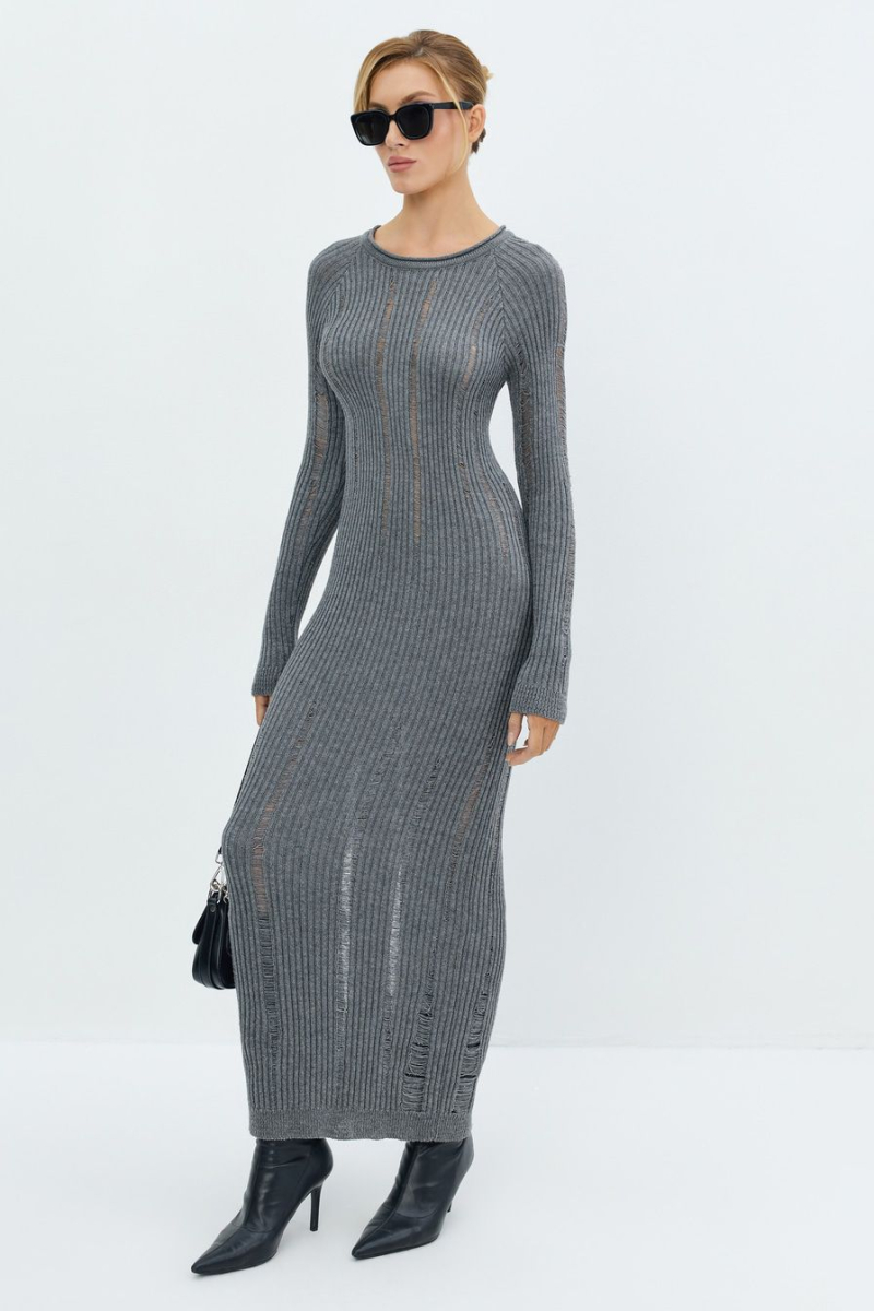 Платье с распущенной вязкой TOPTOP, цвет: серый, TT.011.14082.800 купить онлайн