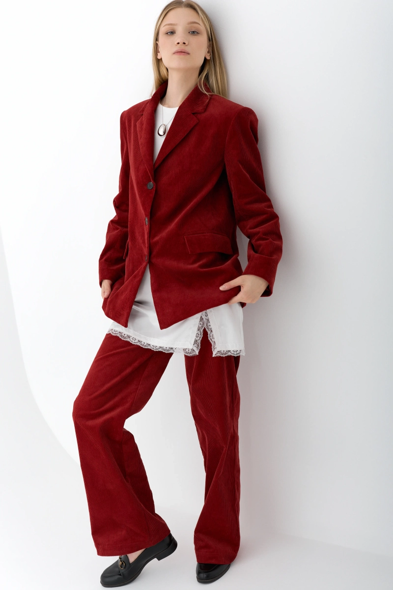 Брюки из вельвета Ricoco, цвет: зимний ягодный, 3078/3 купить онлайн