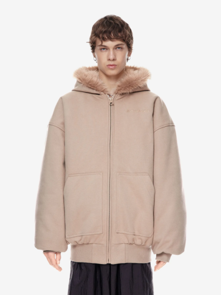 Бомбер хлопковый с меховой отделкой