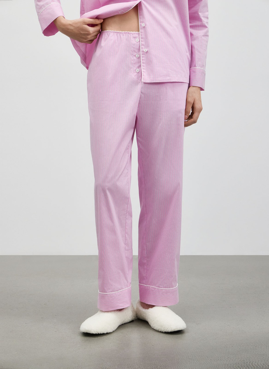 Костюм пижамный из хлопка с кантом ALL WE NEED, цвет: бело-розовый,  купить онлайн