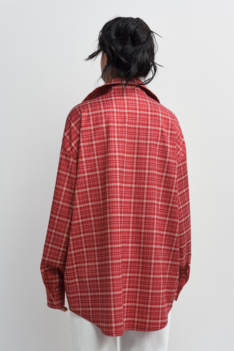 Рубашка в клетку с карманом Волнующий красный Erist store, цвет: красный, НФ-00003258 купить онлайн