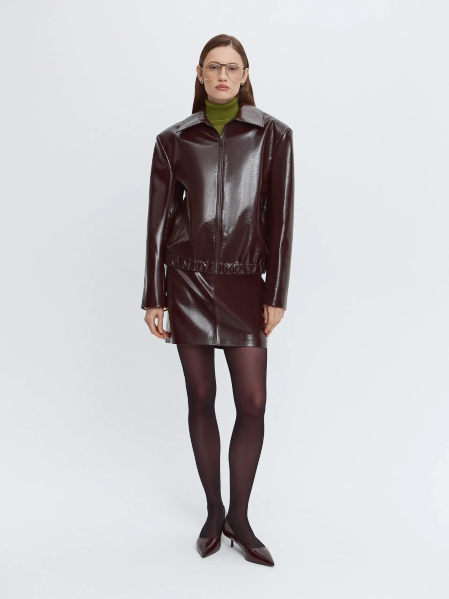 Бомбер из премиальной экокожи ANNA PEKUN, цвет: коричневый, 47.2336.700 купить онлайн