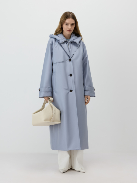 Утепленный плащ с капюшоном Conso, цвет: голубой, SEL 260125 - голубой купить онлайн