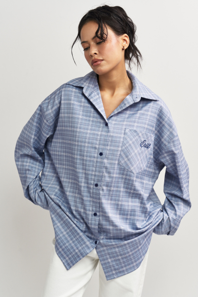 Рубашка в клетку с карманом Ледяной голубой Erist store, цвет: голубой, НФ-00003260 купить онлайн