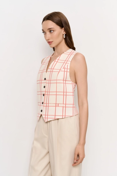 Костюмный жилет PAPAYA, цвет: молочный в красную клетку, SS230700VEST купить онлайн