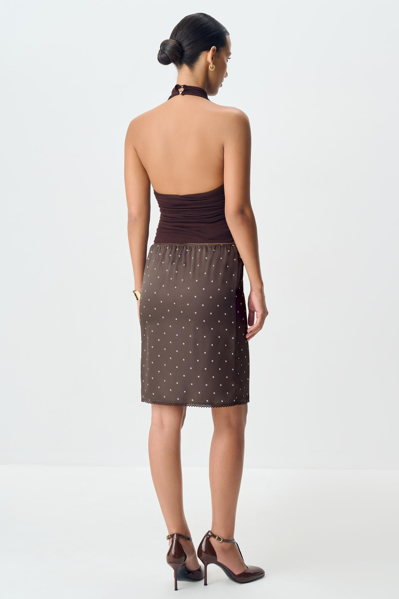 Юбка из сатина в горох Charmstore, цвет: шоколадный, 116-39239-551 купить онлайн