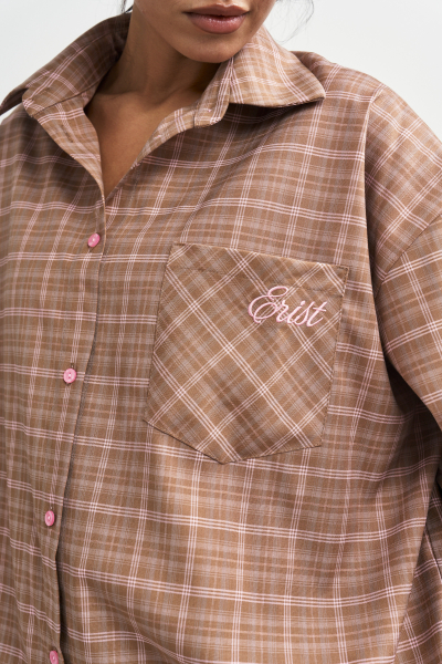 Рубашка в клетку с карманом Пыльная роза Erist store, цвет: бежевый, НФ-00003257 купить онлайн
