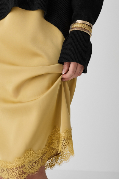 Юбка миди с кружевом Ricoco, цвет: Желтый, 7008/3 купить онлайн