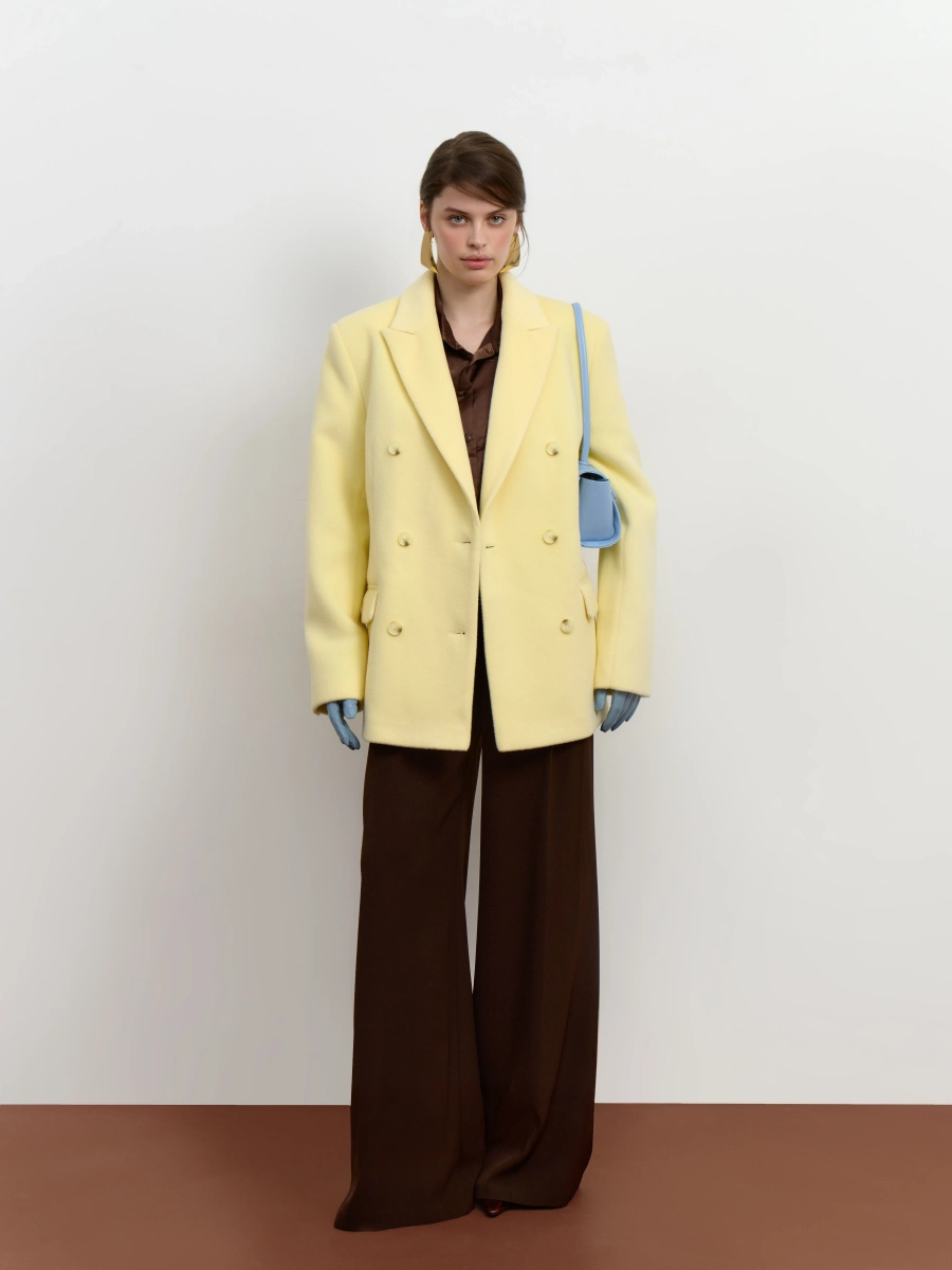 Пальто двубортное прямого силуэта Mollis, цвет: Сливочный, 17-01-3691/3 купить онлайн