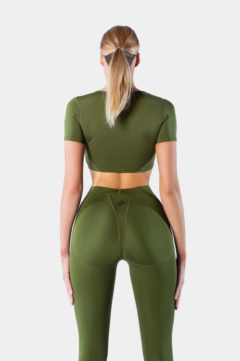 Кроп-топ Basic Crop Sleeve qb A QUICK BUCK, цвет: Khaki,  купить онлайн