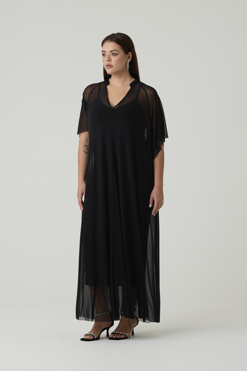 Платье-туника из сетки со стразами 4forms, цвет: Черный, 65525 купить онлайн