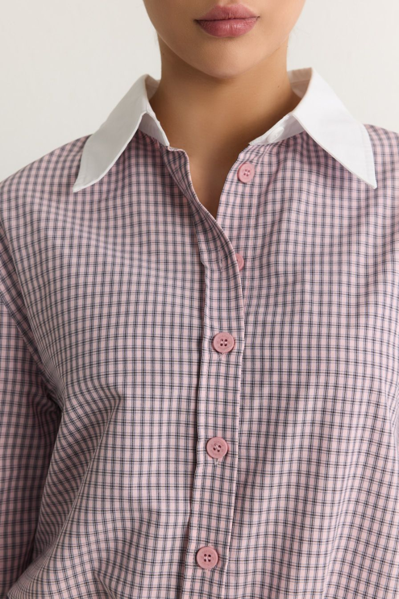 Платье-рубашка из смесового хлопка TOPTOP, цвет: розовый с принтом, TT.010.18820.301 купить онлайн