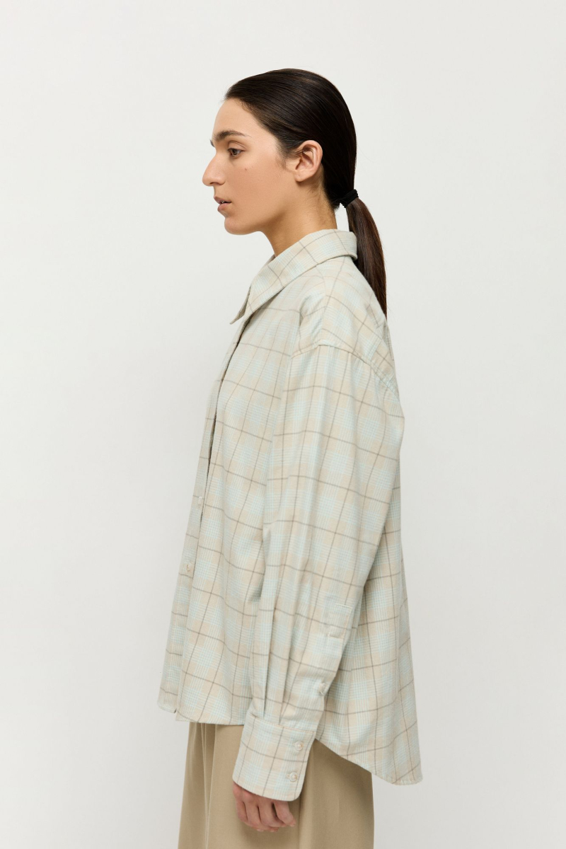Рубашка бойфренда из итальянской фланели AROUND, цвет: бежевый/мятный, 212_19C05 купить онлайн