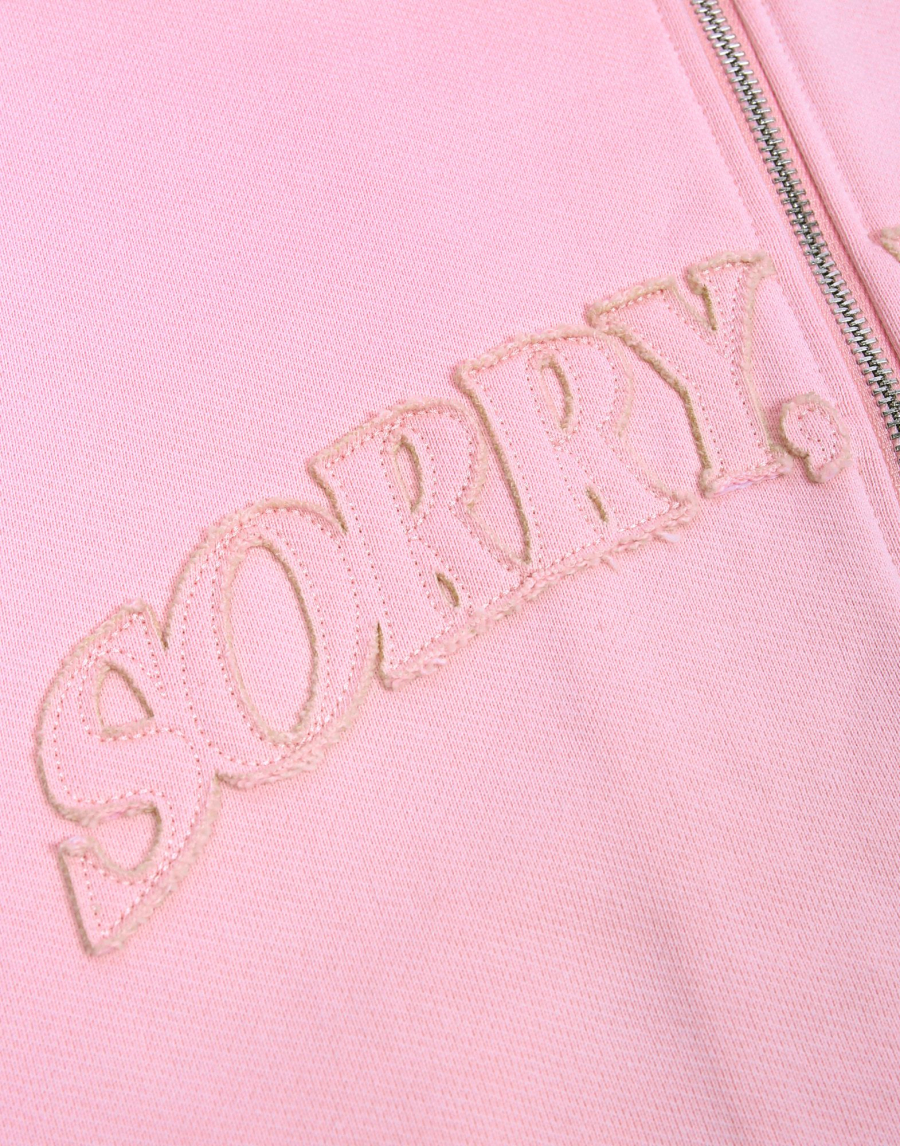 Худи на молнии с апликацией SORRY, I’M NOT, цвет: розовый,  купить онлайн