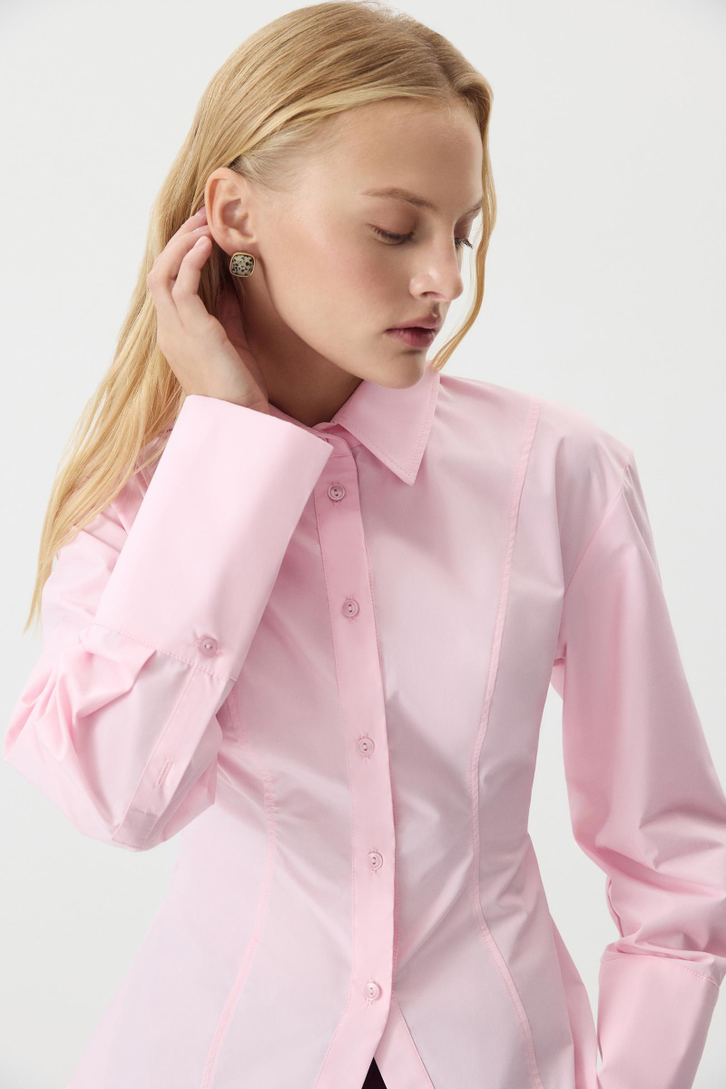 Рубашка приталенная из хлопка Charmstore, цвет: розовый, 112-45546-221 купить онлайн