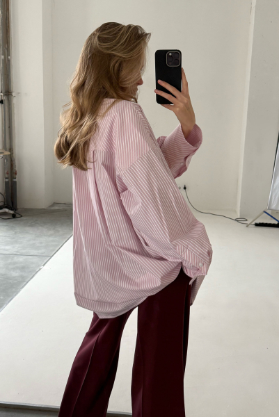 Рубашка с широкими манжетами в полоску LIGHT PINK