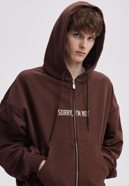 Худи ZIP BASIC LOGO SORRY, I’M NOT, цвет: коричневый,  купить онлайн
