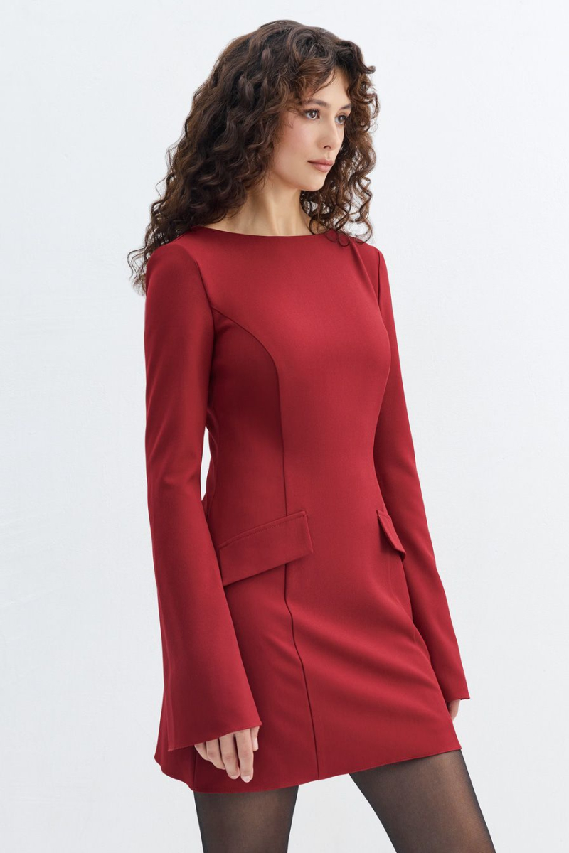 Платье с декоративными клапанами TOPTOP, цвет: красный, TT.010.16946.320.03891 купить онлайн