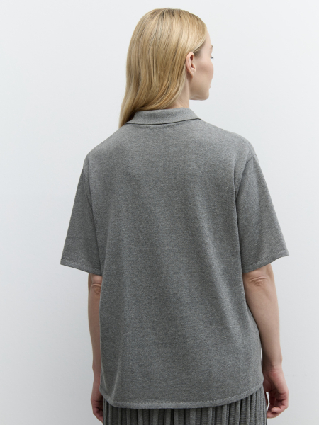 Поло с пуговицами-леденцами AROUND, цвет: серый, 219_54CA001 купить онлайн