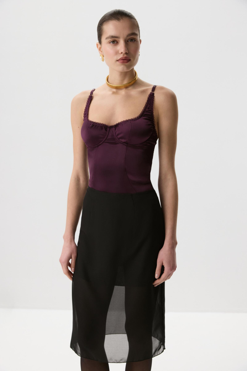 Боди из сатина Charmstore, цвет: сливовый, 103-40560-680 купить онлайн