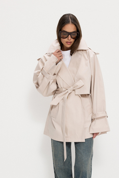 Тренч укороченный ABDA, цвет: марципан, 812613403602 купить онлайн