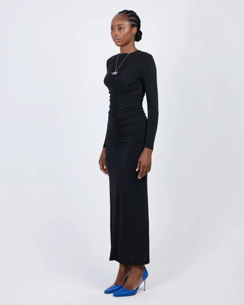 Платье со сборкой ASIA ST 71, цвет: Черный, AST71.DRESS-PLEATED-BL купить онлайн